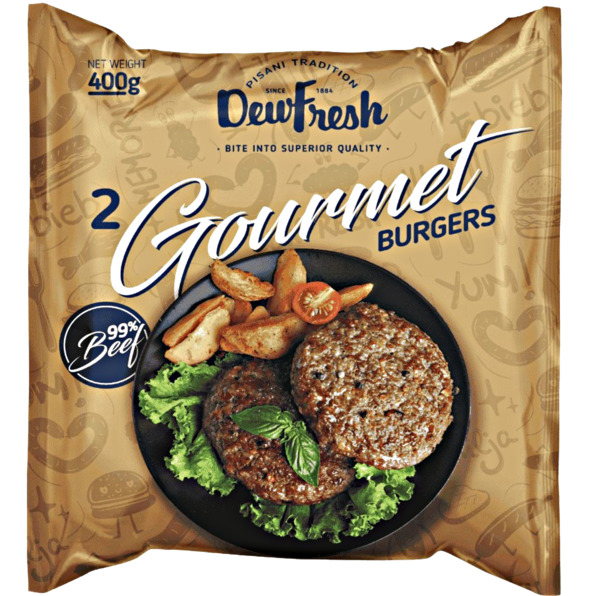 Dewfresh  Gourmet Beef Burgers  2x200g