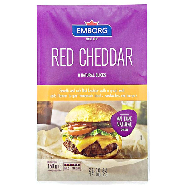 Emborg Red Cheddar Sliced 150g