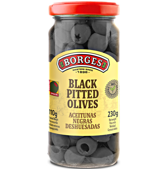 Borges Pitted Black Olives 110g