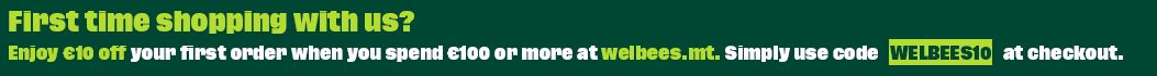 First time shopping with us? Enjoy €10 off your first order when you spend €100 or more at welbees.mt. Simply use code WELBEES10 at checkout.